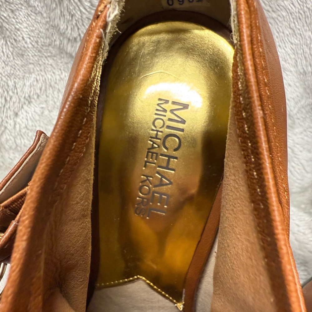 Michael Kors Tan Peep Toe Ankle Booties - Picture 9 of 16